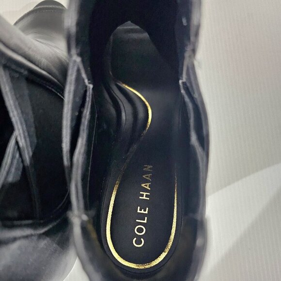 NEW Cole Haan Jones Ankle Bootie Womens 9.5 Black Leather Peep Toe Heel Shootie - Picture 10 of 13